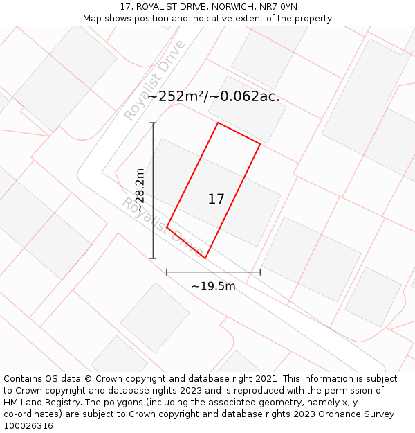 17, ROYALIST DRIVE, NORWICH, NR7 0YN: Plot and title map