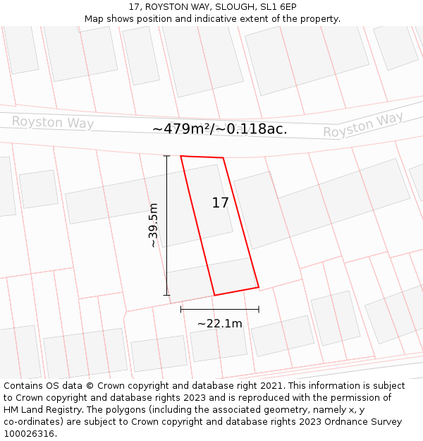 17, ROYSTON WAY, SLOUGH, SL1 6EP: Plot and title map