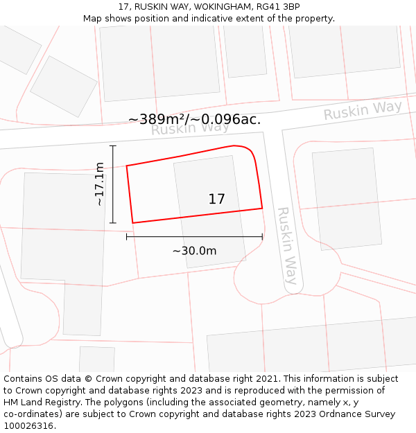 17, RUSKIN WAY, WOKINGHAM, RG41 3BP: Plot and title map