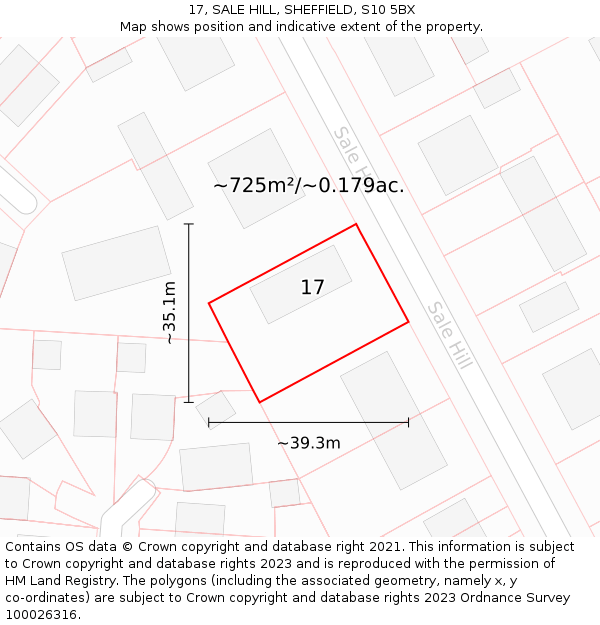17, SALE HILL, SHEFFIELD, S10 5BX: Plot and title map