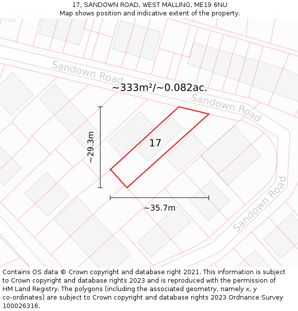 17, SANDOWN ROAD, WEST MALLING, ME19 6NU: Plot and title map