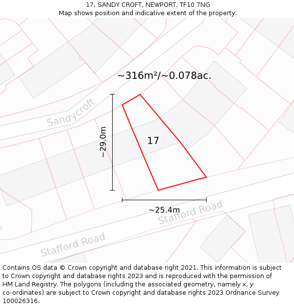 17, SANDY CROFT, NEWPORT, TF10 7NG: Plot and title map