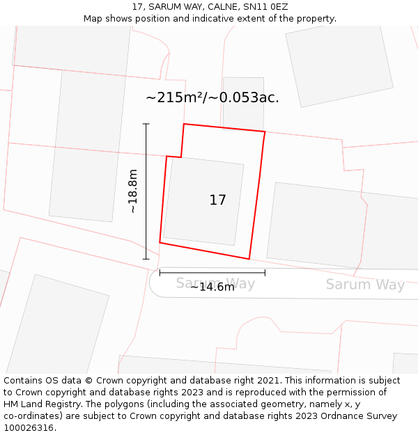 17, SARUM WAY, CALNE, SN11 0EZ: Plot and title map