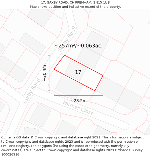 17, SAXBY ROAD, CHIPPENHAM, SN15 1UB: Plot and title map