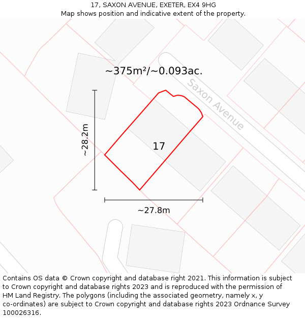 17, SAXON AVENUE, EXETER, EX4 9HG: Plot and title map