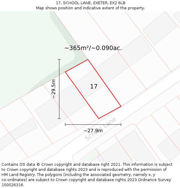 17, SCHOOL LANE, EXETER, EX2 6LB: Plot and title map