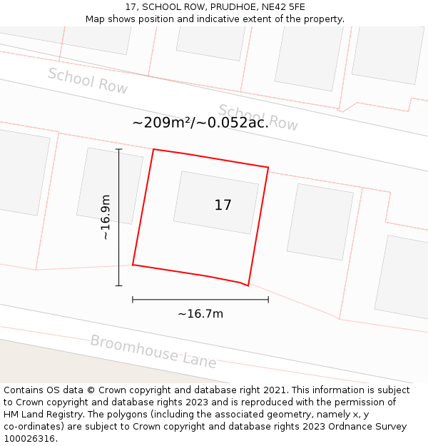 17, SCHOOL ROW, PRUDHOE, NE42 5FE: Plot and title map