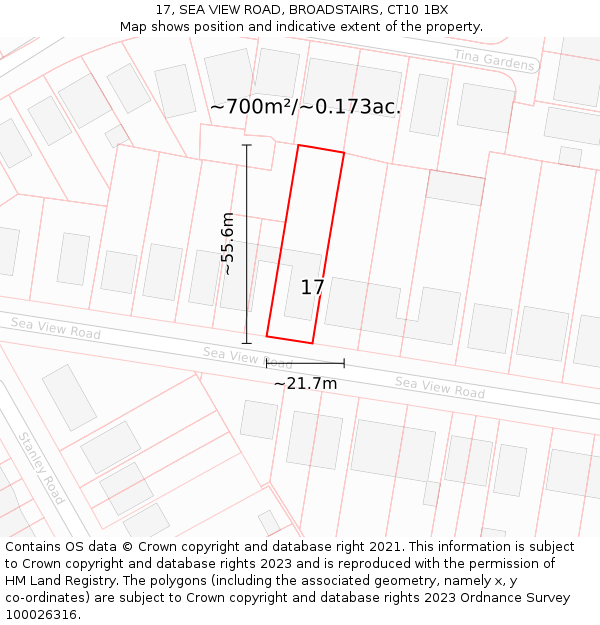 17, SEA VIEW ROAD, BROADSTAIRS, CT10 1BX: Plot and title map