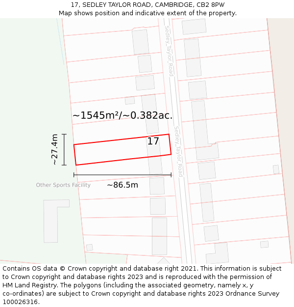 17, SEDLEY TAYLOR ROAD, CAMBRIDGE, CB2 8PW: Plot and title map