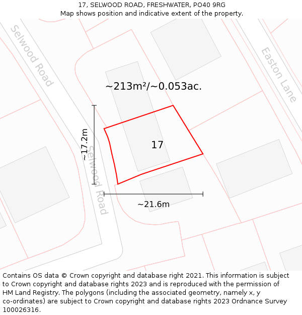 17, SELWOOD ROAD, FRESHWATER, PO40 9RG: Plot and title map