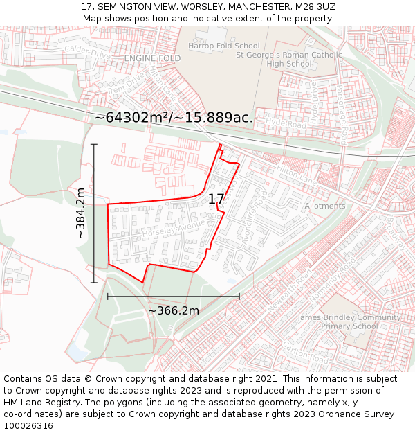 17, SEMINGTON VIEW, WORSLEY, MANCHESTER, M28 3UZ: Plot and title map