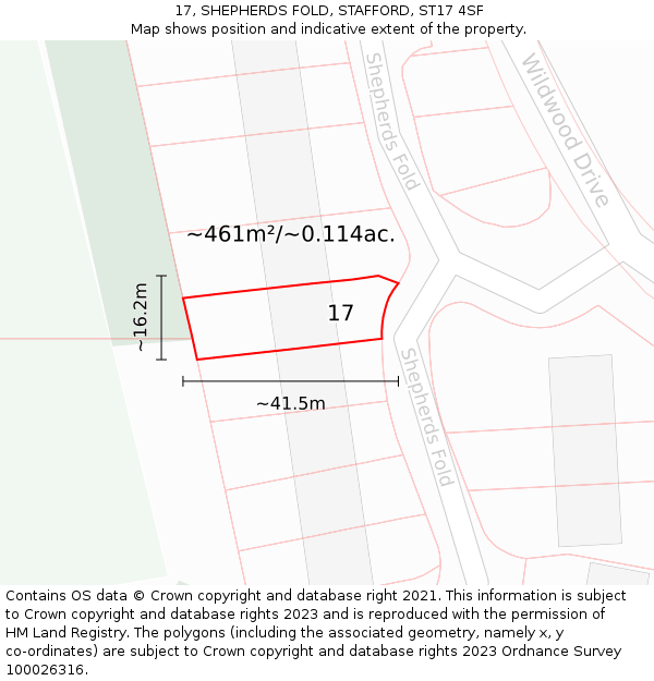 17, SHEPHERDS FOLD, STAFFORD, ST17 4SF: Plot and title map