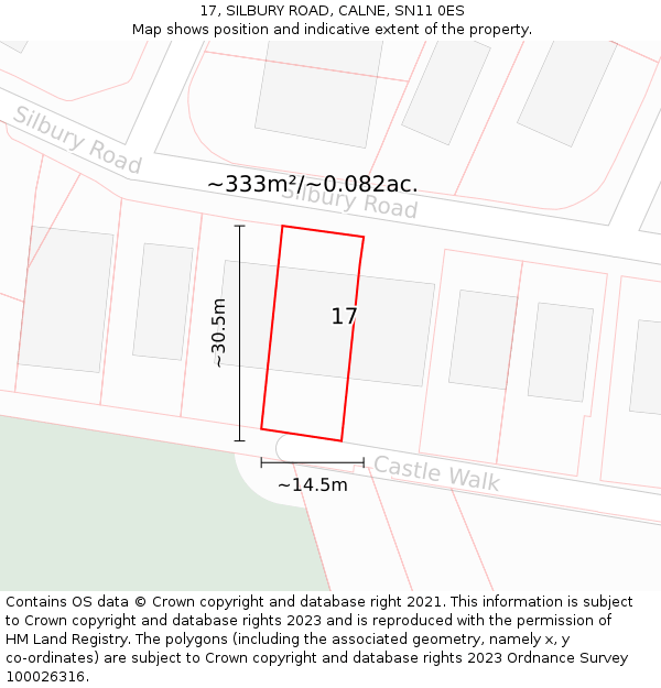 17, SILBURY ROAD, CALNE, SN11 0ES: Plot and title map