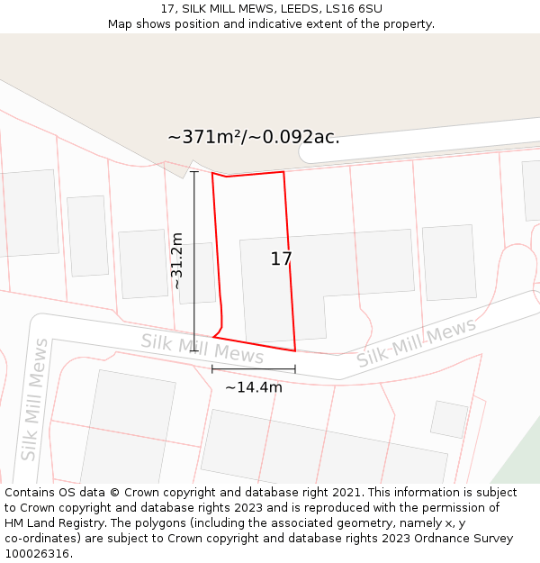 17, SILK MILL MEWS, LEEDS, LS16 6SU: Plot and title map
