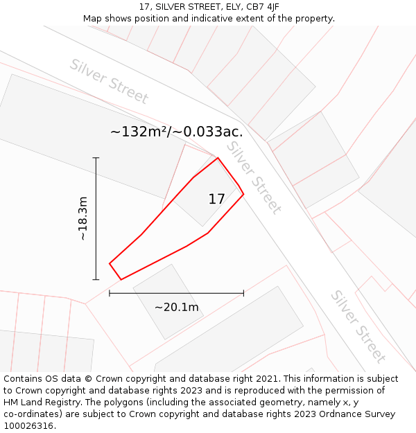17, SILVER STREET, ELY, CB7 4JF: Plot and title map