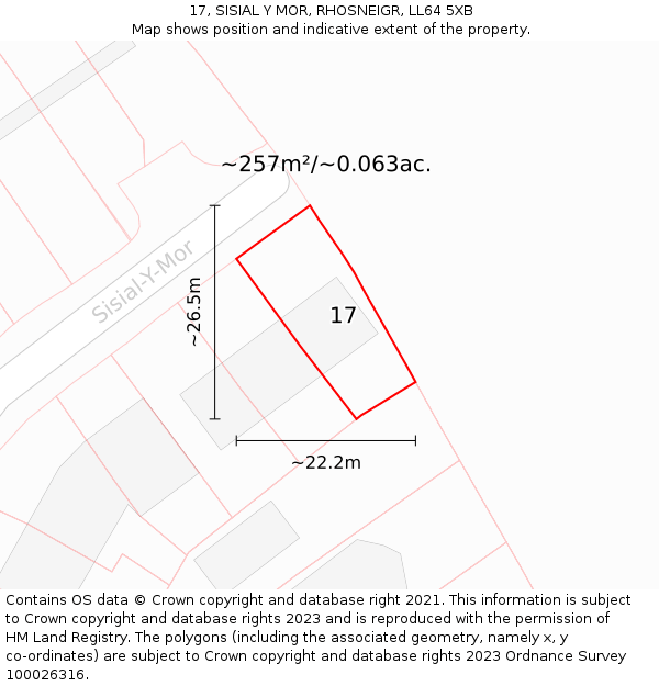 17, SISIAL Y MOR, RHOSNEIGR, LL64 5XB: Plot and title map