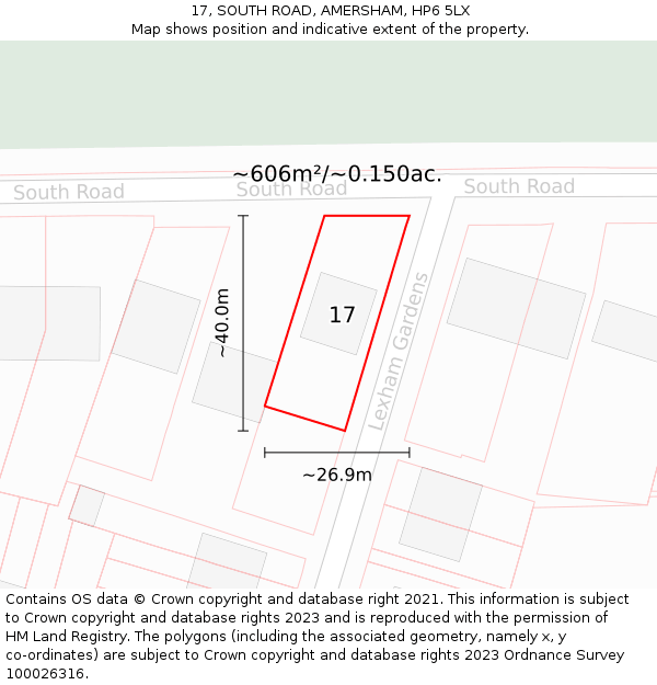 17, SOUTH ROAD, AMERSHAM, HP6 5LX: Plot and title map