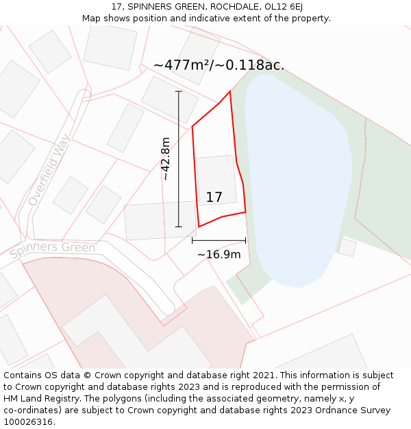 17, SPINNERS GREEN, ROCHDALE, OL12 6EJ: Plot and title map