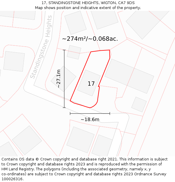 17, STANDINGSTONE HEIGHTS, WIGTON, CA7 9DS: Plot and title map