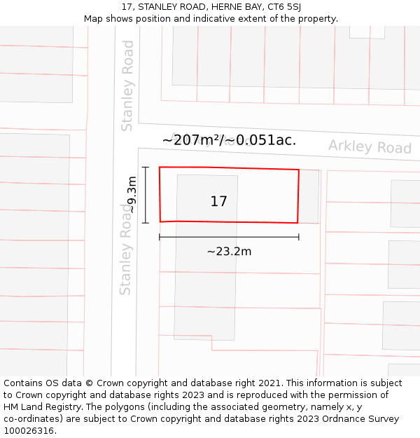 17, STANLEY ROAD, HERNE BAY, CT6 5SJ: Plot and title map