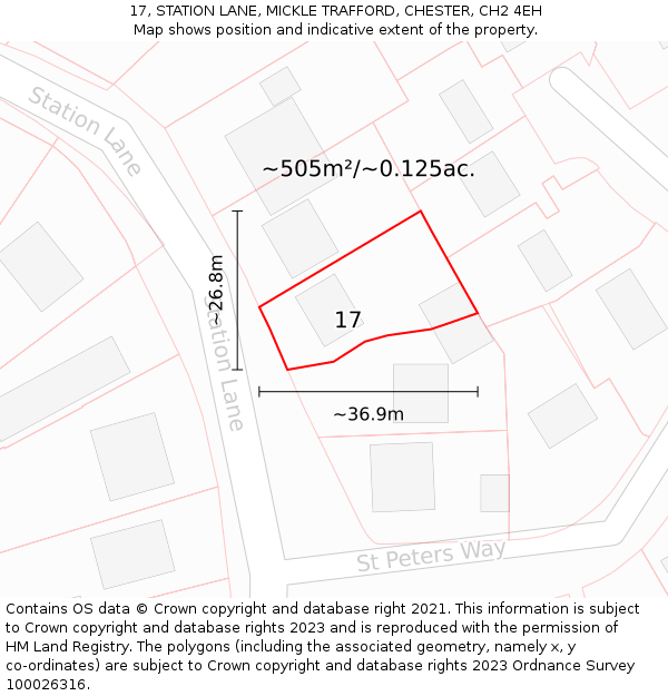 17, STATION LANE, MICKLE TRAFFORD, CHESTER, CH2 4EH: Plot and title map