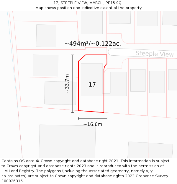 17, STEEPLE VIEW, MARCH, PE15 9QH: Plot and title map