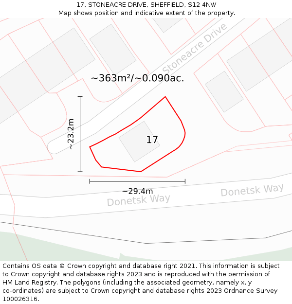 17, STONEACRE DRIVE, SHEFFIELD, S12 4NW: Plot and title map