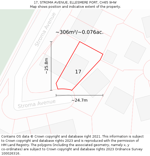 17, STROMA AVENUE, ELLESMERE PORT, CH65 9HW: Plot and title map