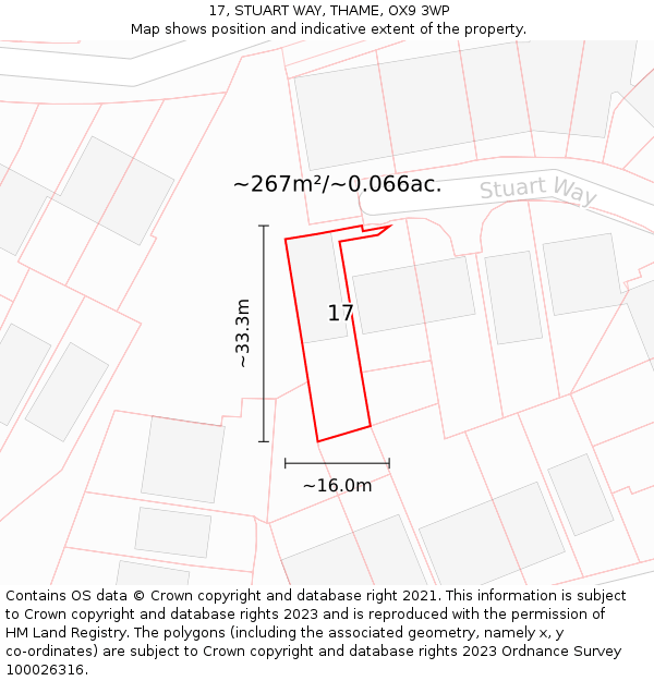 17, STUART WAY, THAME, OX9 3WP: Plot and title map