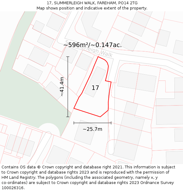 17, SUMMERLEIGH WALK, FAREHAM, PO14 2TG: Plot and title map