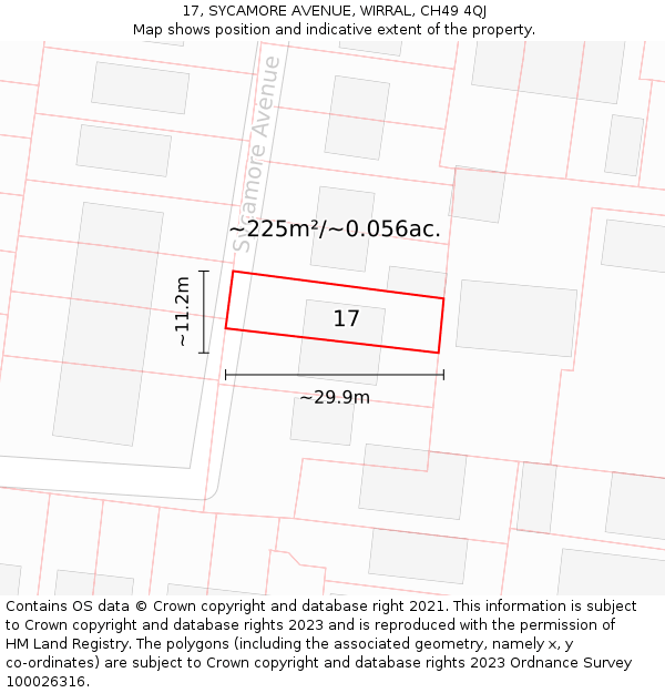 17, SYCAMORE AVENUE, WIRRAL, CH49 4QJ: Plot and title map