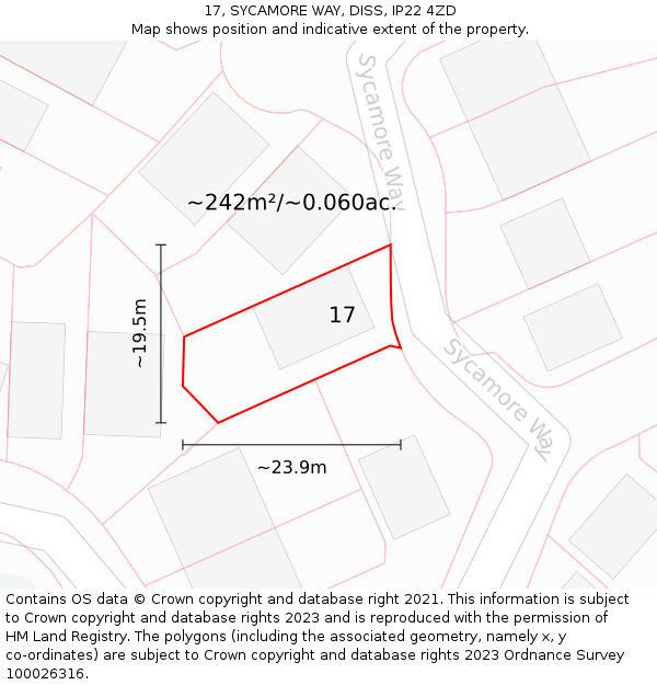 17, SYCAMORE WAY, DISS, IP22 4ZD: Plot and title map