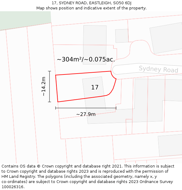 17, SYDNEY ROAD, EASTLEIGH, SO50 6DJ: Plot and title map