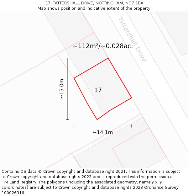 17, TATTERSHALL DRIVE, NOTTINGHAM, NG7 1BX: Plot and title map