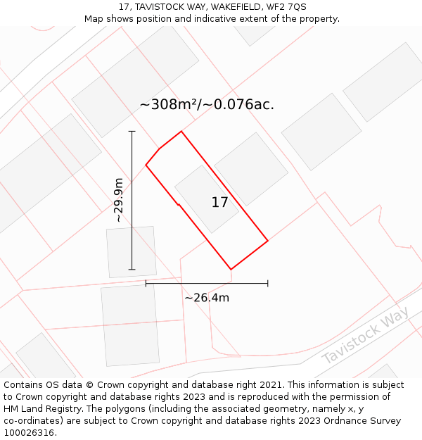 17, TAVISTOCK WAY, WAKEFIELD, WF2 7QS: Plot and title map