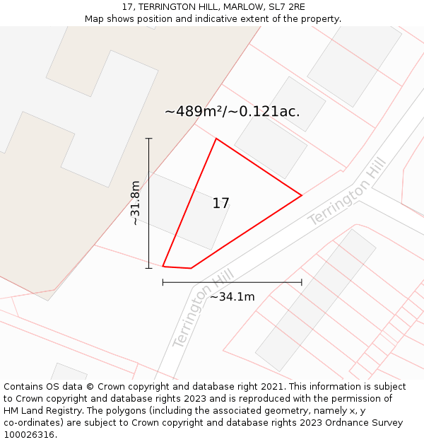 17, TERRINGTON HILL, MARLOW, SL7 2RE: Plot and title map