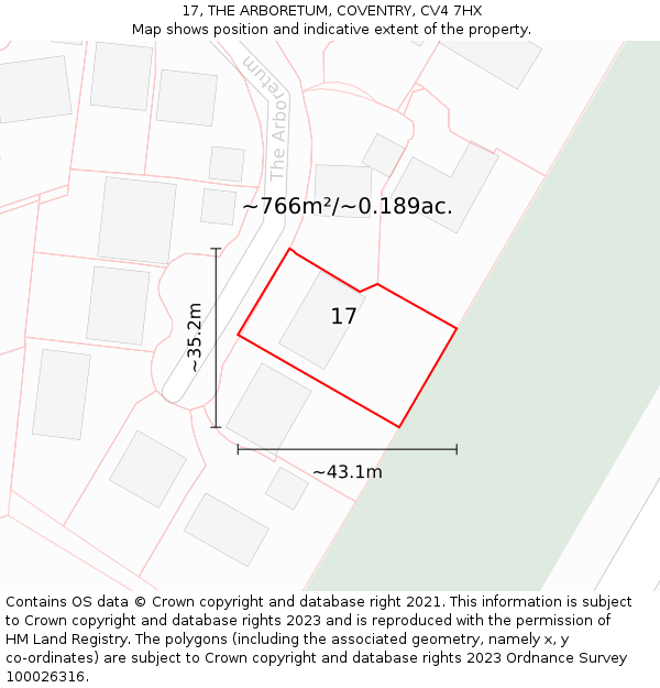 17, THE ARBORETUM, COVENTRY, CV4 7HX: Plot and title map