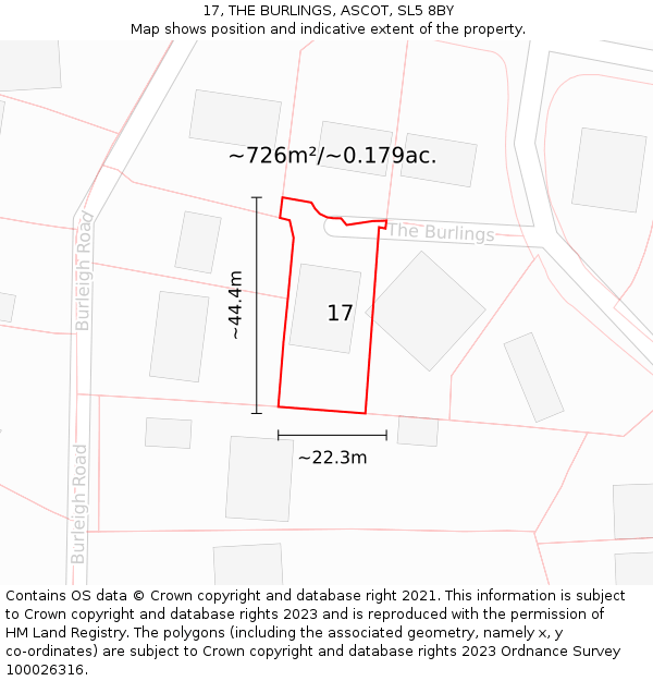 17, THE BURLINGS, ASCOT, SL5 8BY: Plot and title map