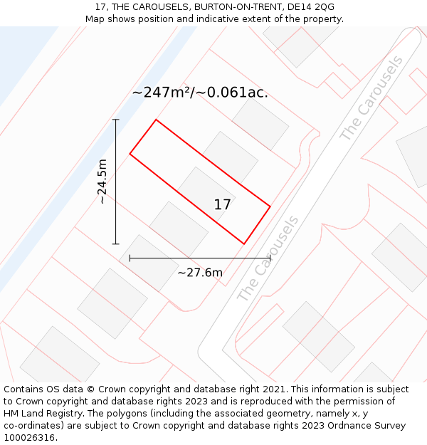 17, THE CAROUSELS, BURTON-ON-TRENT, DE14 2QG: Plot and title map