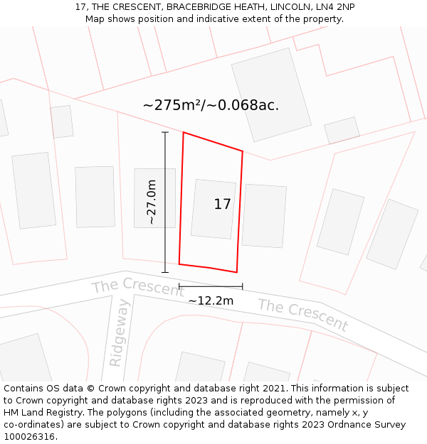 17, THE CRESCENT, BRACEBRIDGE HEATH, LINCOLN, LN4 2NP: Plot and title map