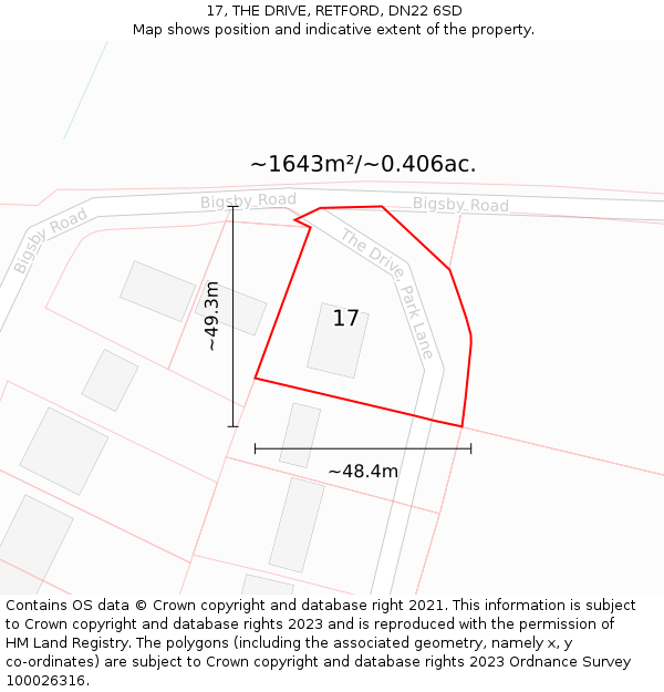 17, THE DRIVE, RETFORD, DN22 6SD: Plot and title map