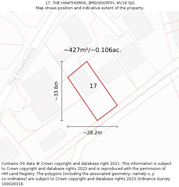 17, THE HAWTHORNS, BRIDGNORTH, WV16 5JG: Plot and title map