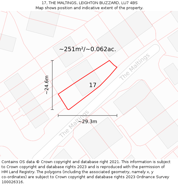 17, THE MALTINGS, LEIGHTON BUZZARD, LU7 4BS: Plot and title map