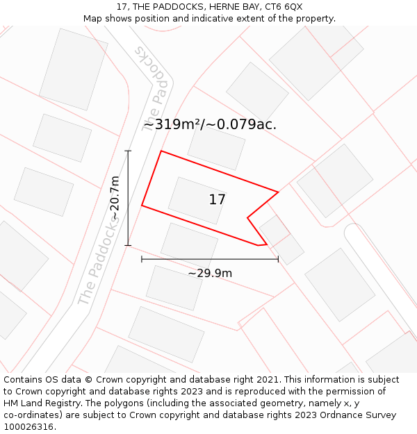 17, THE PADDOCKS, HERNE BAY, CT6 6QX: Plot and title map