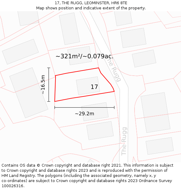 17, THE RUGG, LEOMINSTER, HR6 8TE: Plot and title map