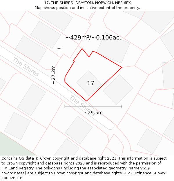 17, THE SHIRES, DRAYTON, NORWICH, NR8 6EX: Plot and title map