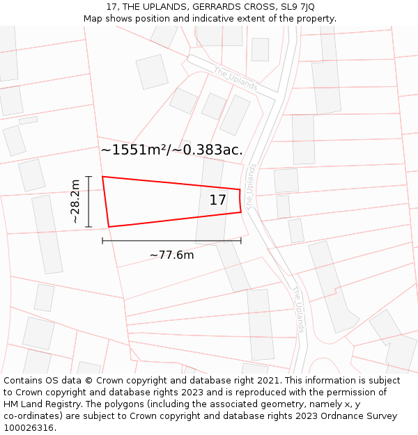 17, THE UPLANDS, GERRARDS CROSS, SL9 7JQ: Plot and title map