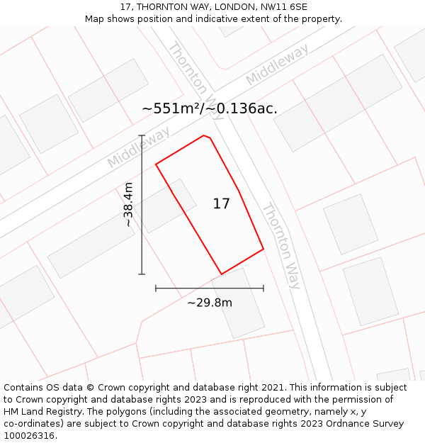 17, THORNTON WAY, LONDON, NW11 6SE: Plot and title map