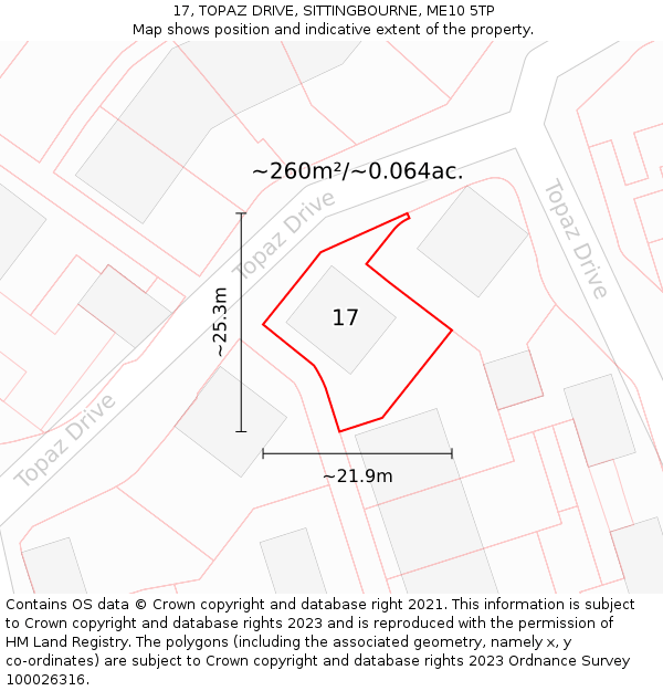 17, TOPAZ DRIVE, SITTINGBOURNE, ME10 5TP: Plot and title map