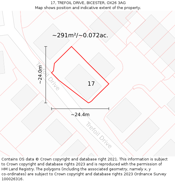 17, TREFOIL DRIVE, BICESTER, OX26 3AG: Plot and title map